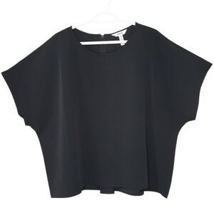 SPANX Black Wide Boxy Short Sleeve Blouse